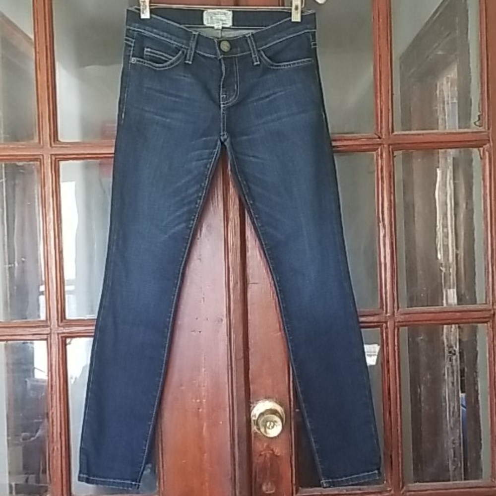 Current Elliot dark wash low-rise skinny jeans